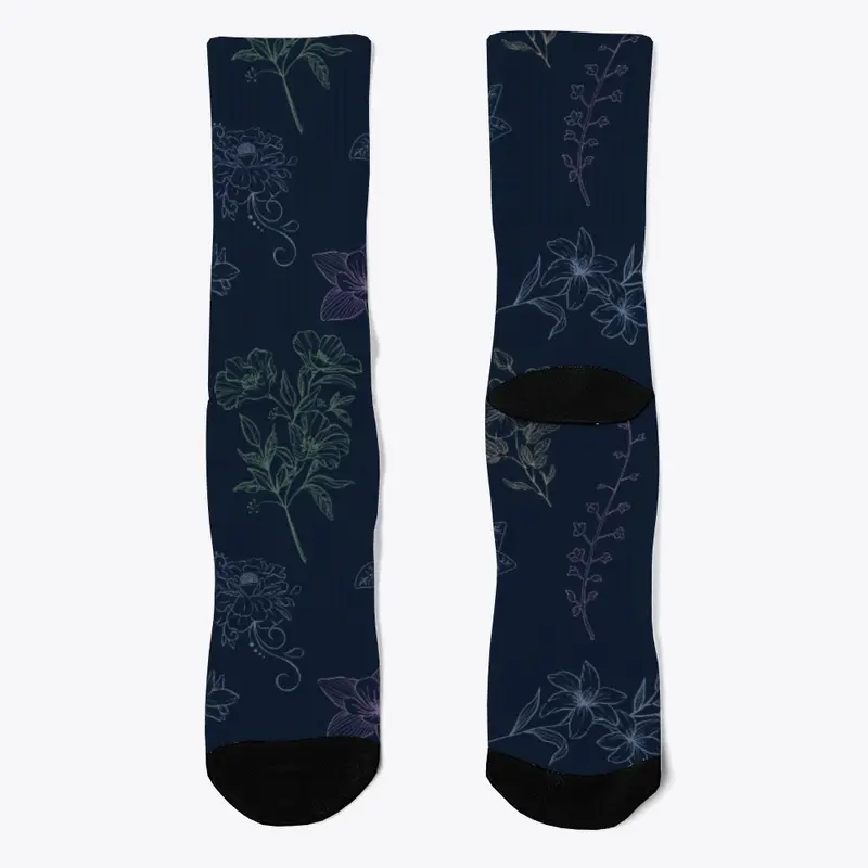 Pretty Floral Pattern on Navy Blue