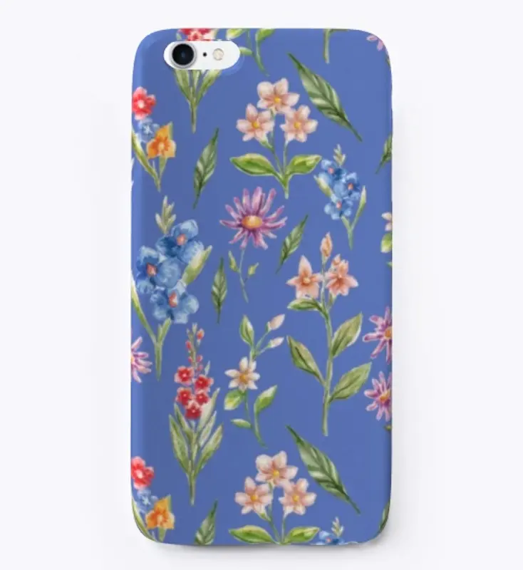 Botanical Flowers on Blue